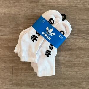 New adidas Men's White and Black Athletic Quarter Socks - 6 Pack